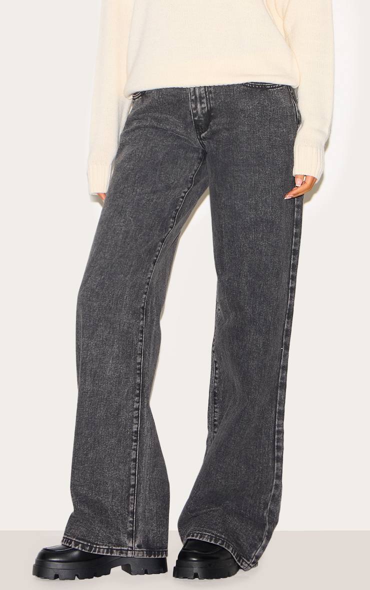 Washed Grey Jean Boyfriend Taille Basse Coupe Tall