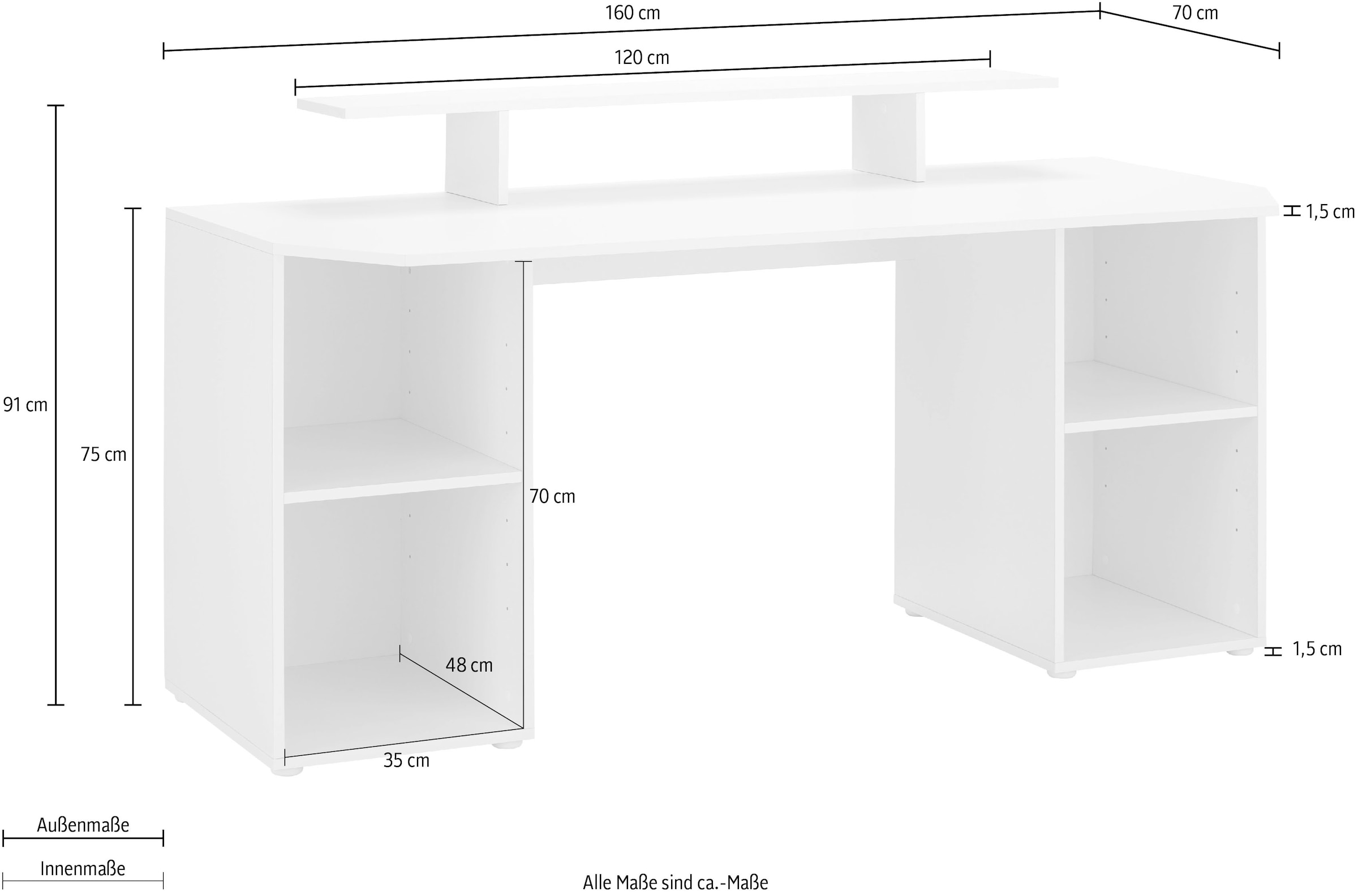 borchardt Möbel Gamingtisch »Tippy« Breite 160 cm, Schreibtisch mit viel Stauraum