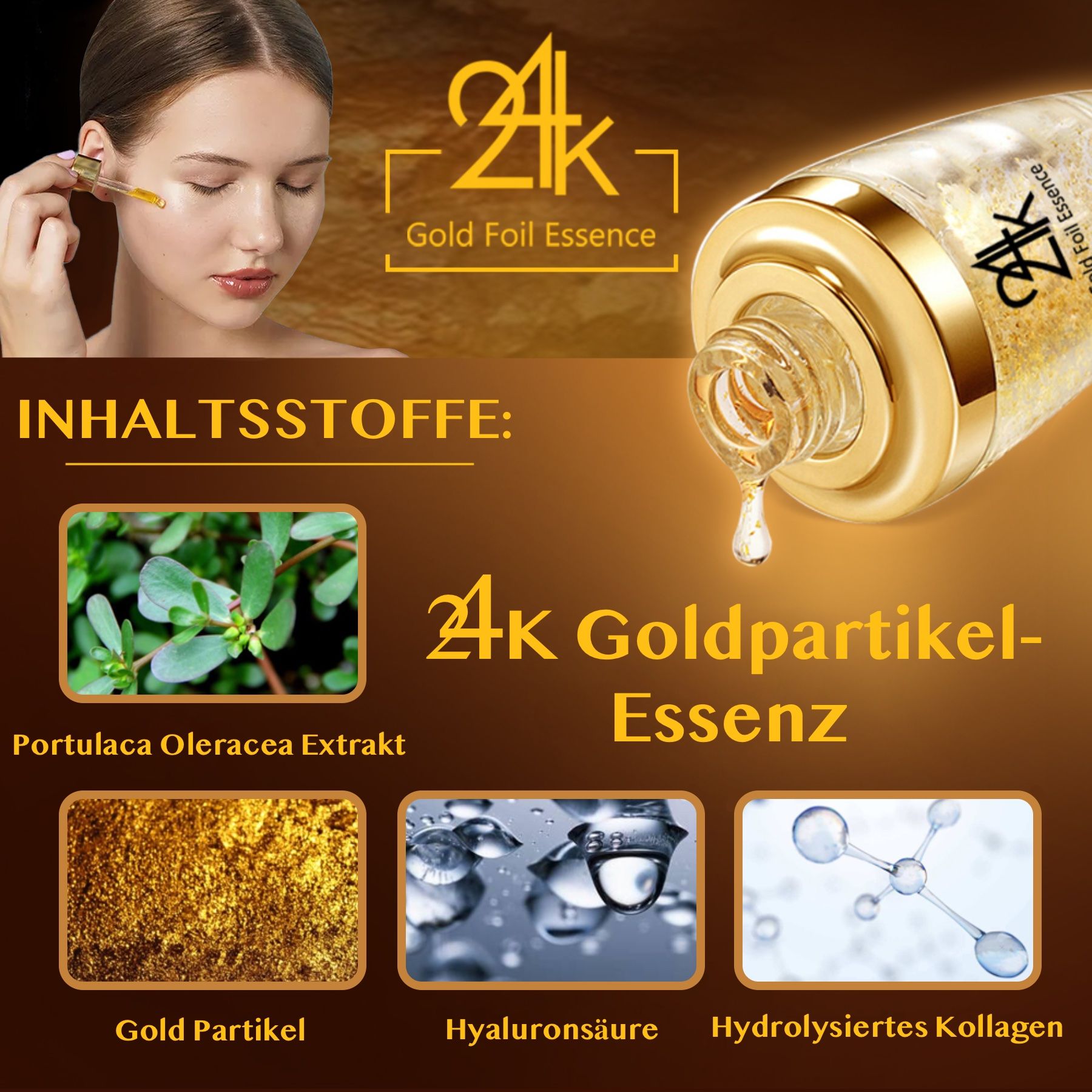 ALIVER Gesichtspflege Set Crystal Gold Masken