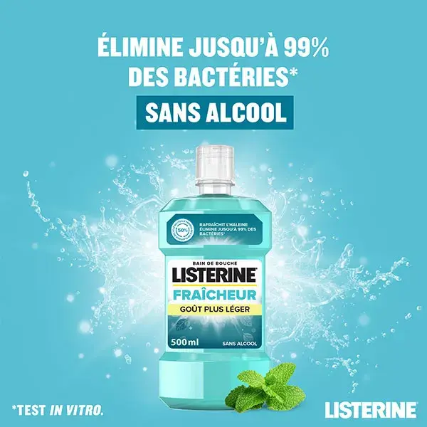 Listerine Fraîcheur Bain de Bouche Quotidien Fraîcheur Goût Plus Léger 500ml