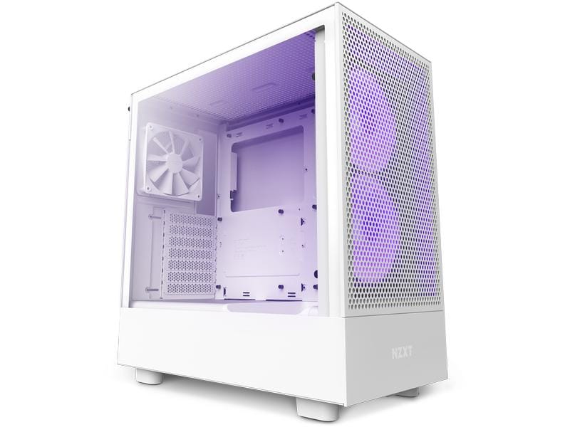 NZXT PC-Gehäuse H5 Flow RGB Weiss matt Kompaktes Mid-Tower-Gehäuse mit Seitenfenster und RGB-Lüftern