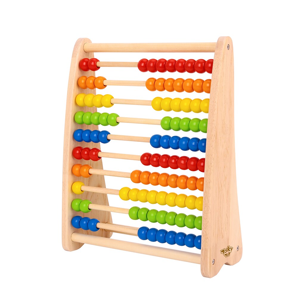 Tooky Toy Kinder Holz-Rechenschieber TKC300A Abakus Zahlen lernen ab 18 Monaten bunt