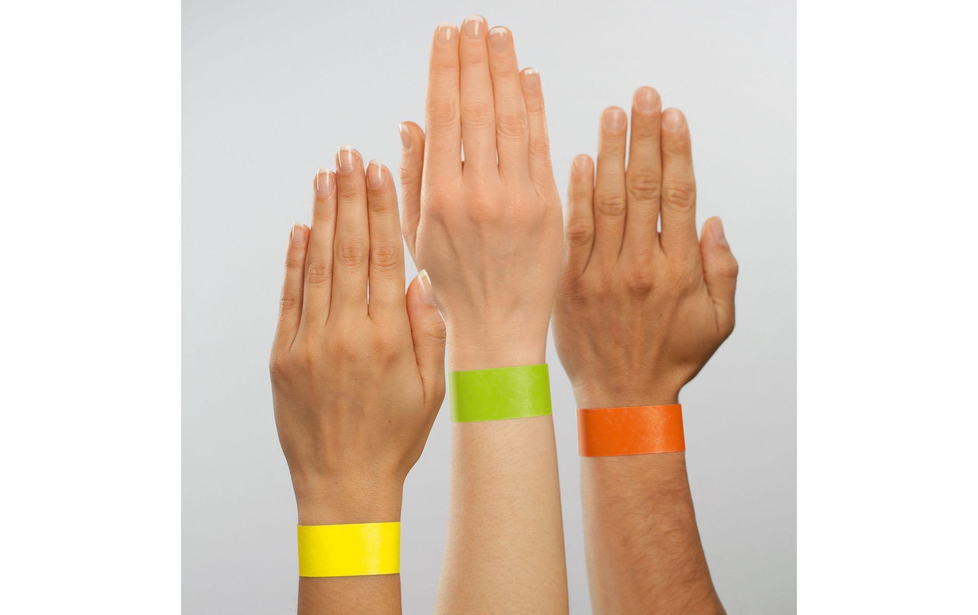 Eventbänder Super Soft 25.5 x 2.5 cm, 120 Blatt, Neon GrünEintrittsbänder ideal zur diskreten Einlasskontrolle