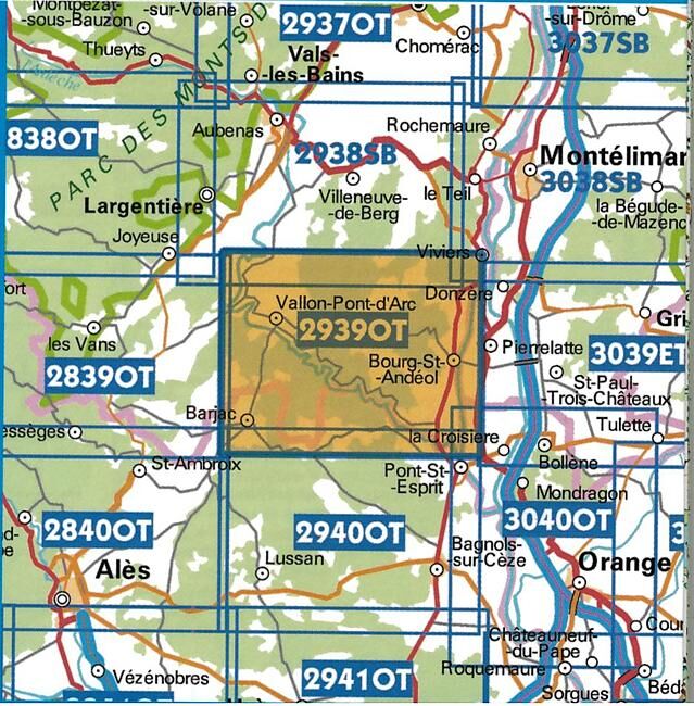 IGN - TOP25R 2939OTR GORGES DE L ARDECHE 1 25 000