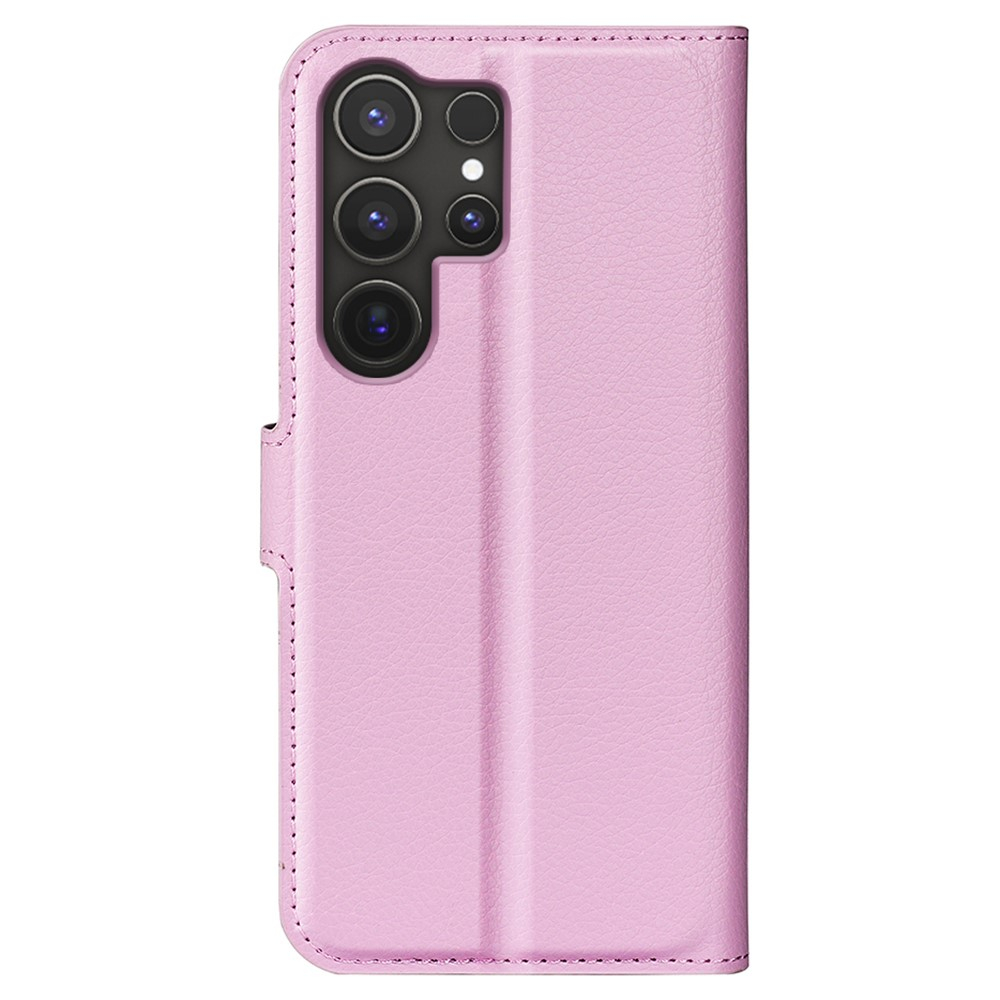 Samsung Galaxy S25 Ultra Leder Tasche Flip Cover Litchi Look - Rosa