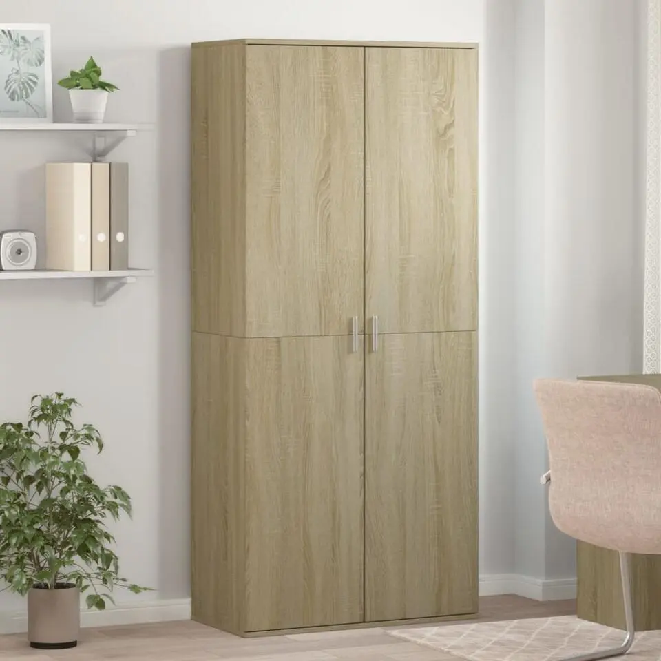 vidaXL - Hoge Schoenenkast met 7 lagen en 2 deuren - Sonoma eiken - 80x39x178 cm