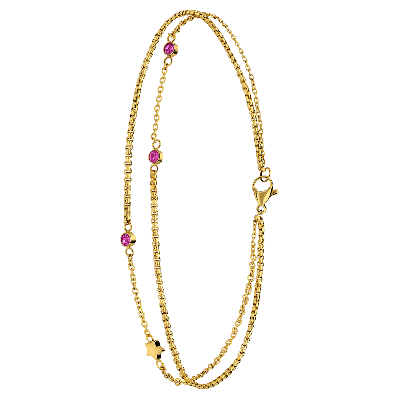 Dubbele goldplated stalen enkelbandje met steentje