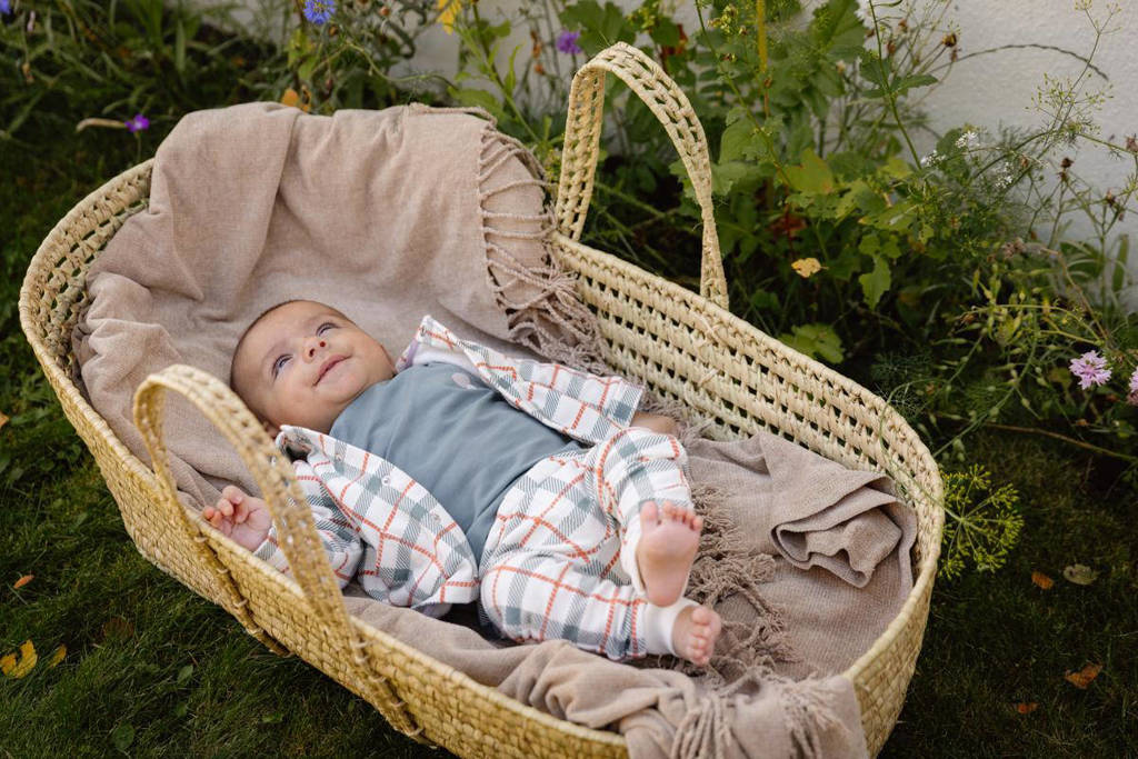 Quapi baby geruite broek ecru/grijsblauw/oranje
