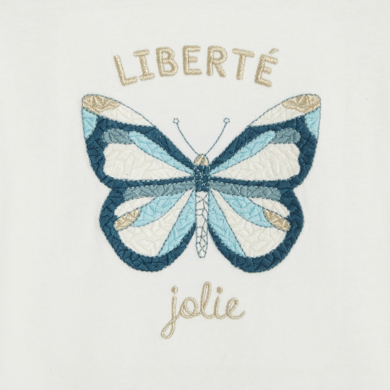 T-shirt manches longues motif papillon blanc fille