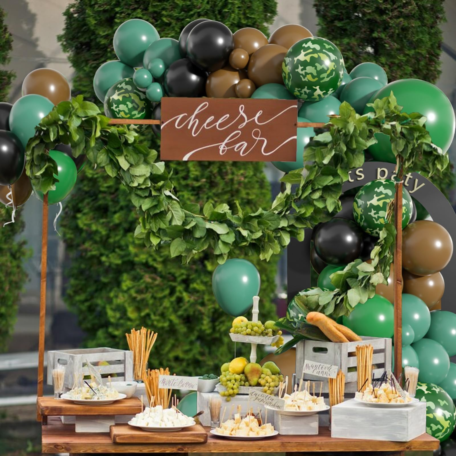 (97er Set) Camouflage Latex Ballons Party Deko Luftballons - Grün / Braun / Schwarz