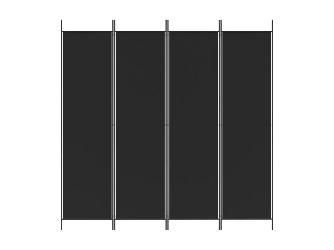 Cloison de séparation 4 panneaux Noir 200x200 cm Tissu