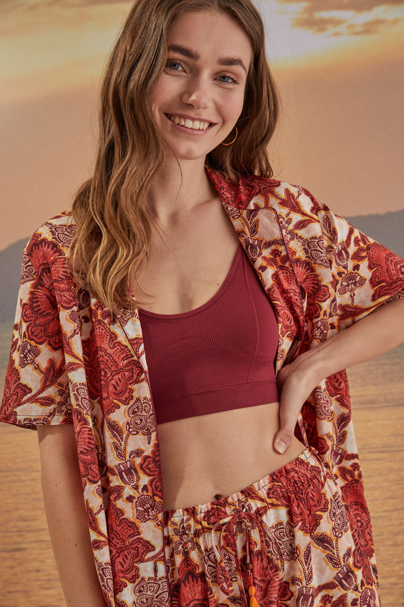 Pijama camisa comprida estampada - Estampado