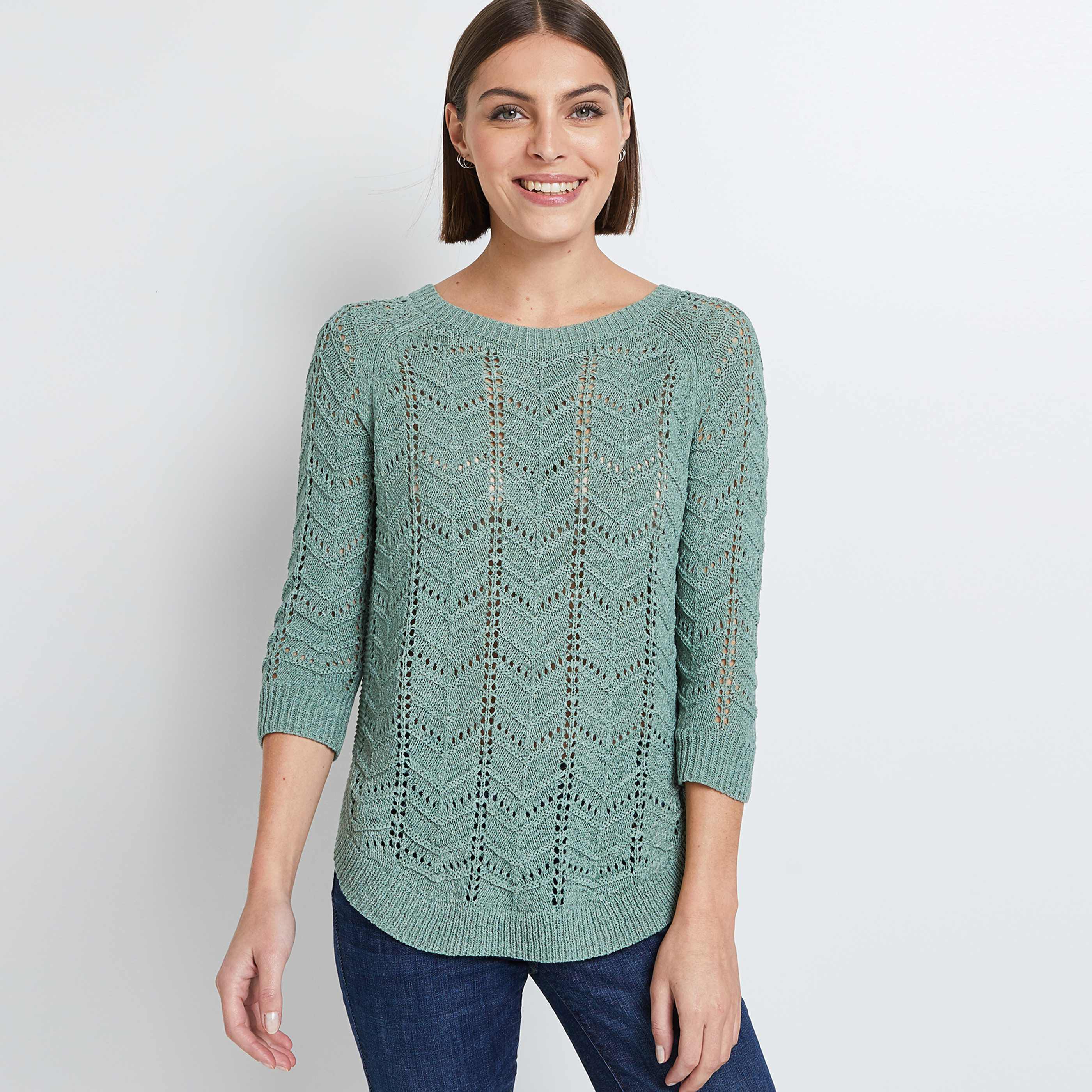 Pull en maille ajourée femme - VERT