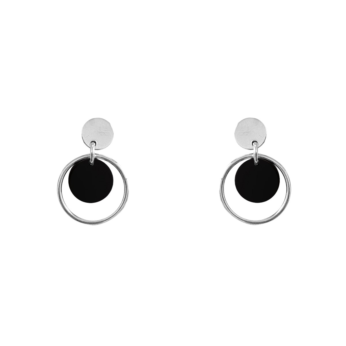 Boucles d'oreilles en argent 925 rhodié et pierre reconstituée 