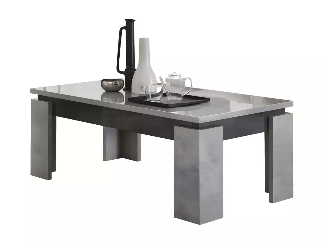 HOFFMAN - Table Basse à 4 Pieds Gris Aspect Pierre