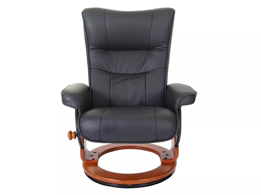 Fauteuil relax Edmonton avec pouf, noir, doré