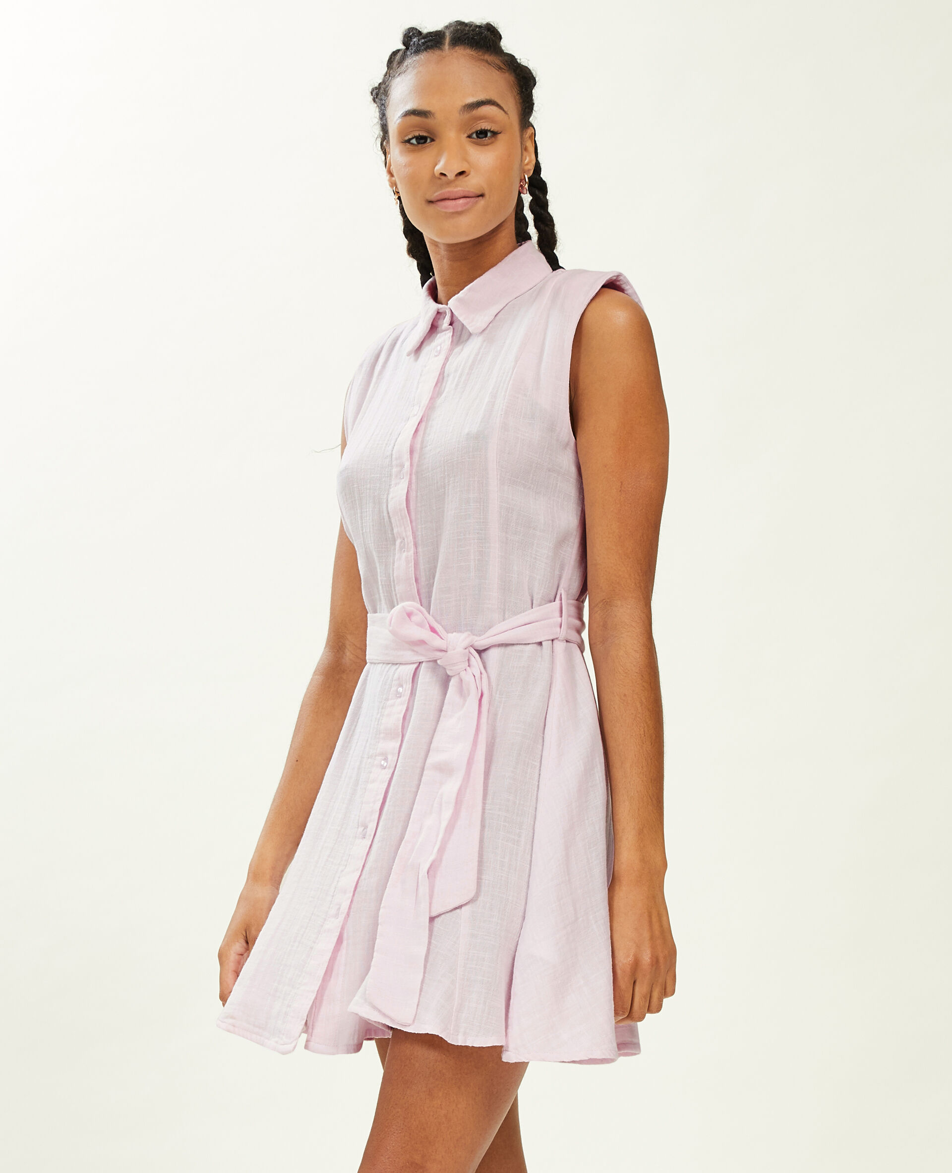 Robe chemise courte et évasée - Lilas