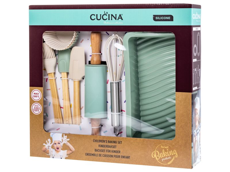 FURBER Backformen-Set für Kinder, 12-teilig, Grün/Grau Backutensilien für die Kleinen