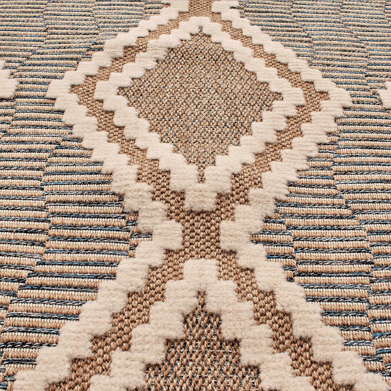 Nazar Rugs Tapis aspect jute TULUM 9048 intérieur & extérieur bleu - 60x180 cm