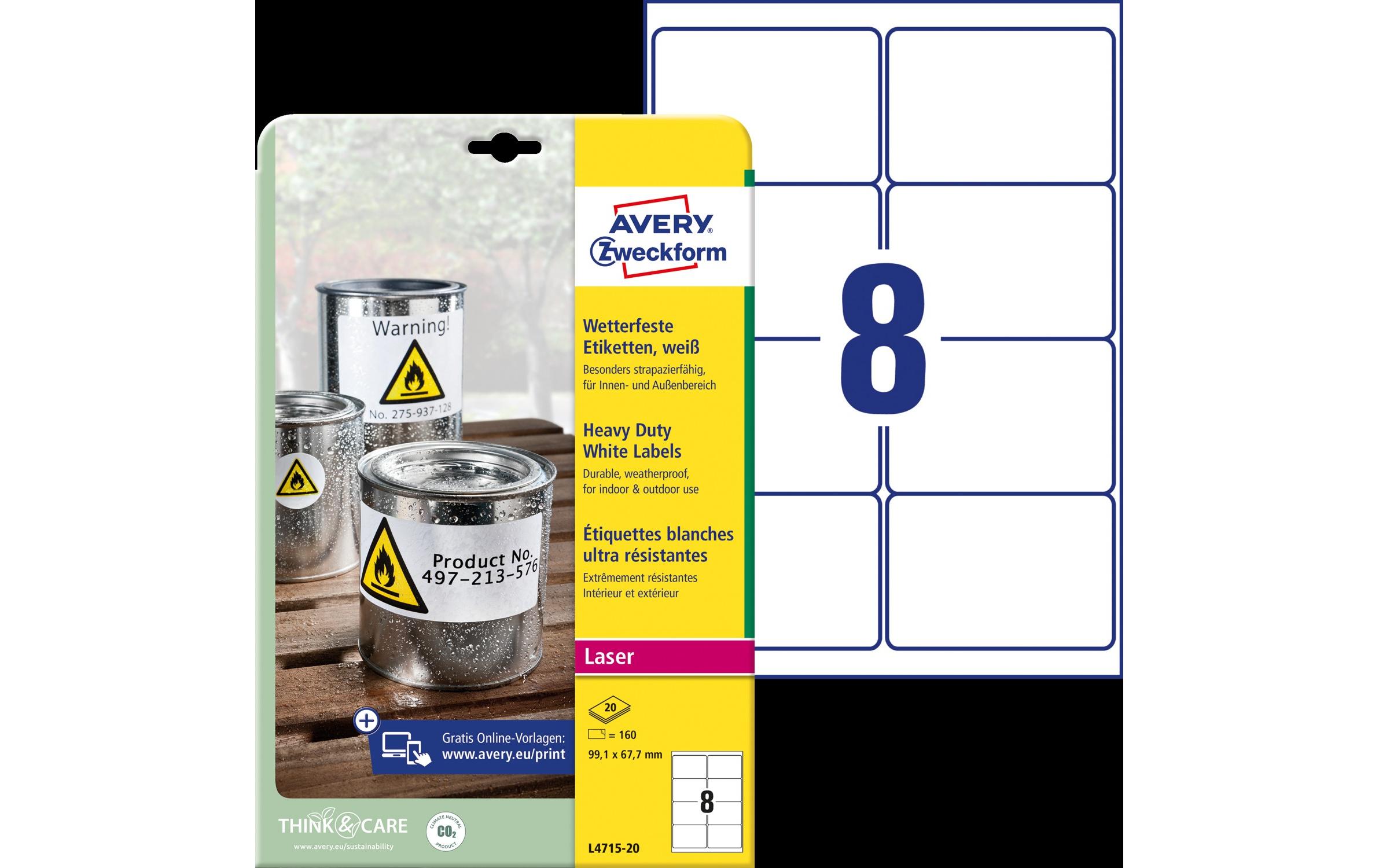 Universal-Etiketten L4715-20 99.1 x 67.7 mm WetterfestUniversal-Etikette