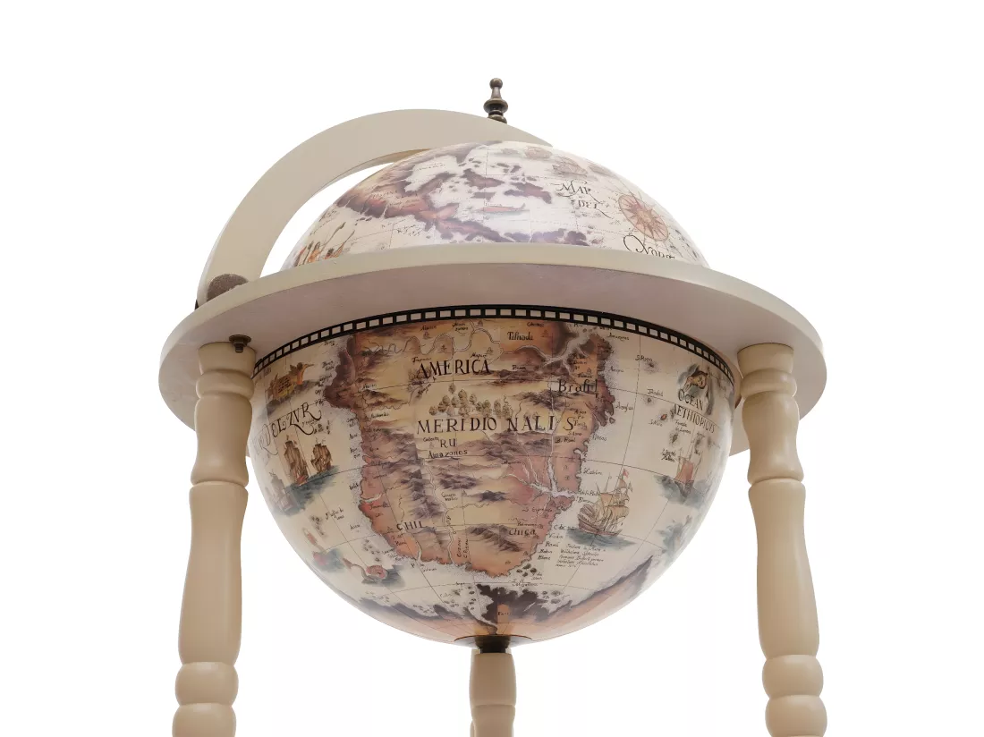 Bar de salon Globe MCW-D83 roulant, blanc