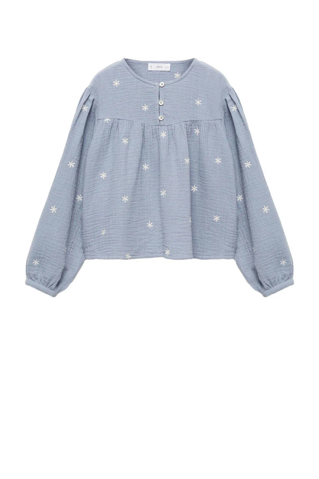 Mango Kids top met borduursels lichtblauw