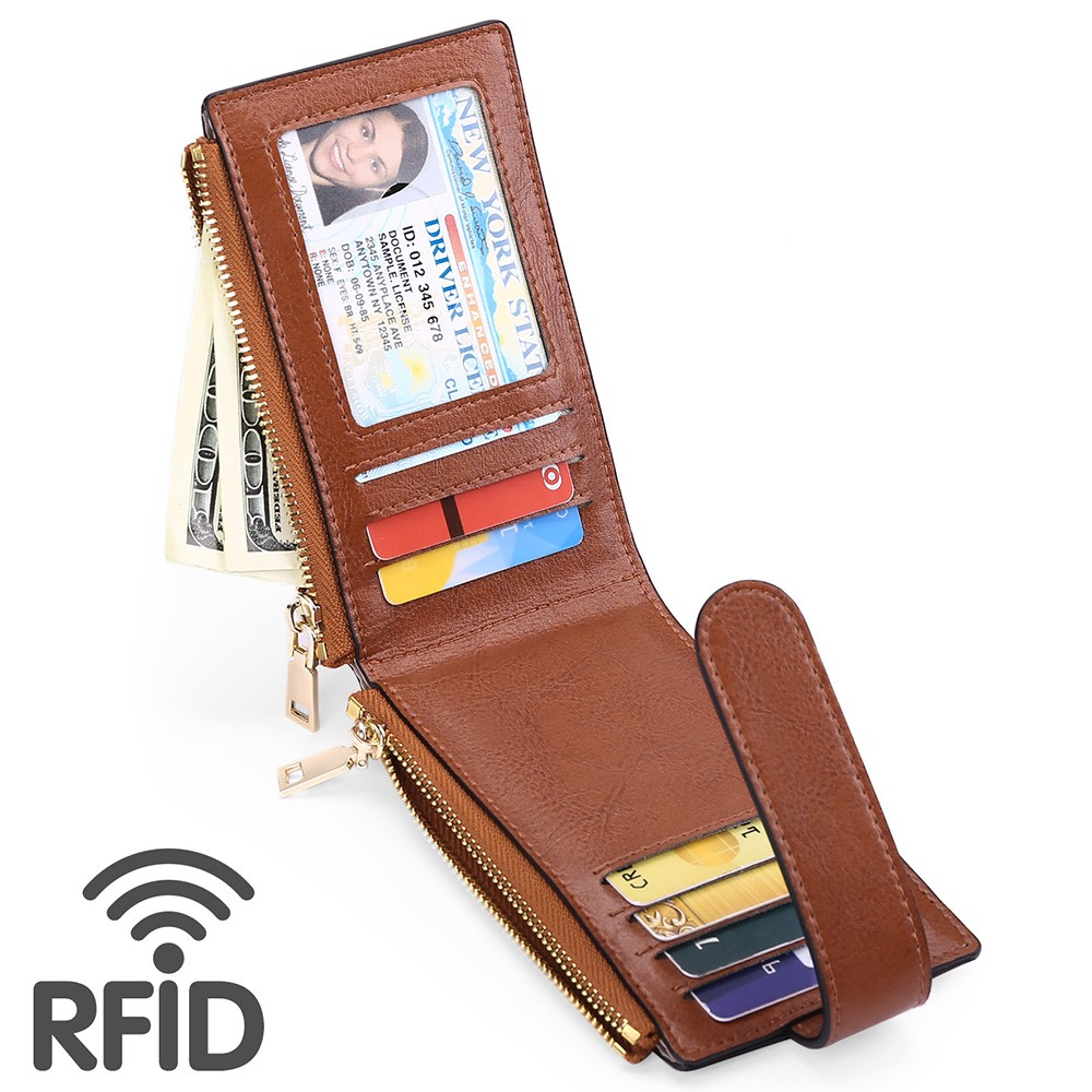 Apple AirTag Wallet Kreditkarten Portemonnaie Echtleder Etui Geldbörse für 13 Karten mit RFID Schutz   1x AirTag Schutzfolie - Dunkelblau