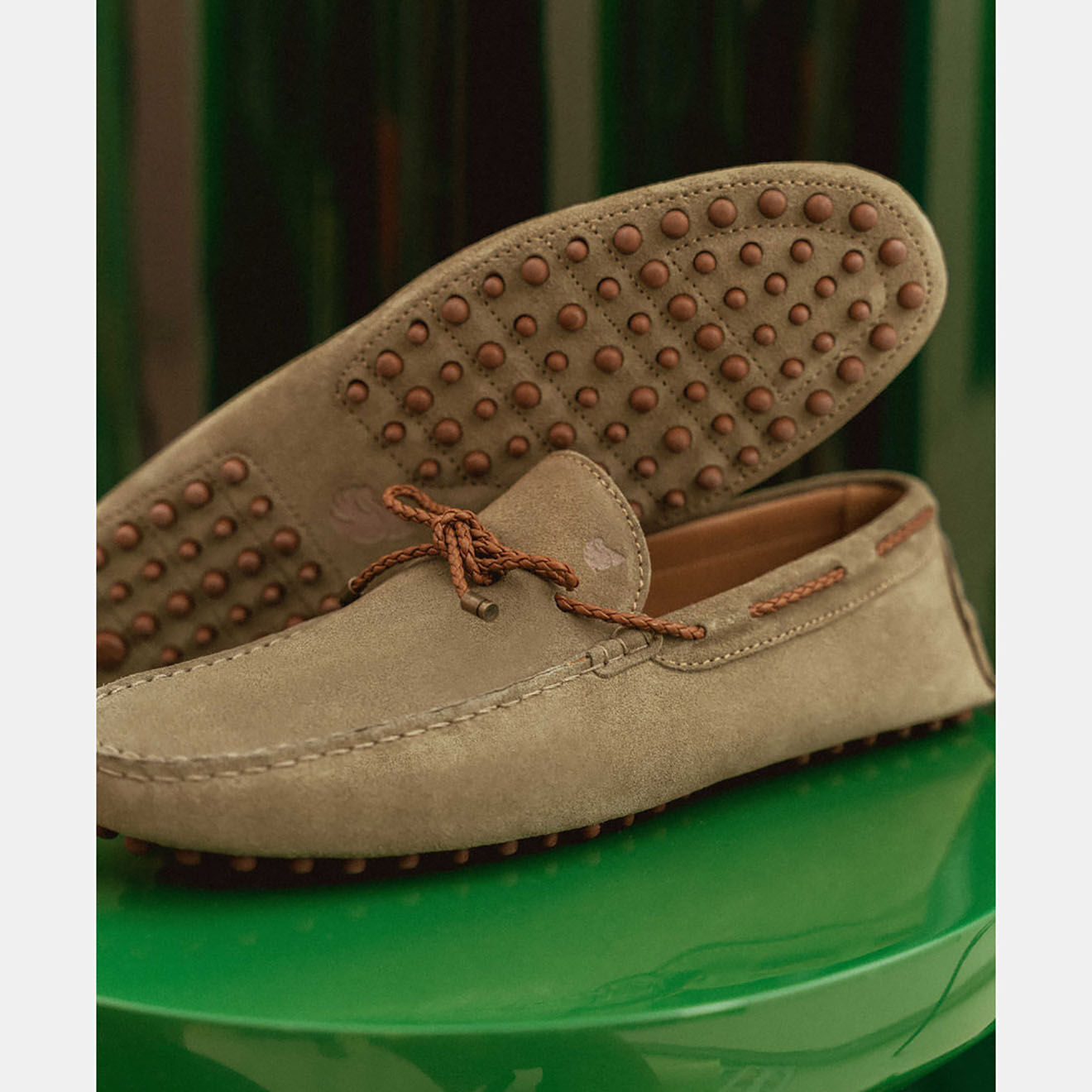 Bobbies Mocassins en Velours de Cuir Llyod verts