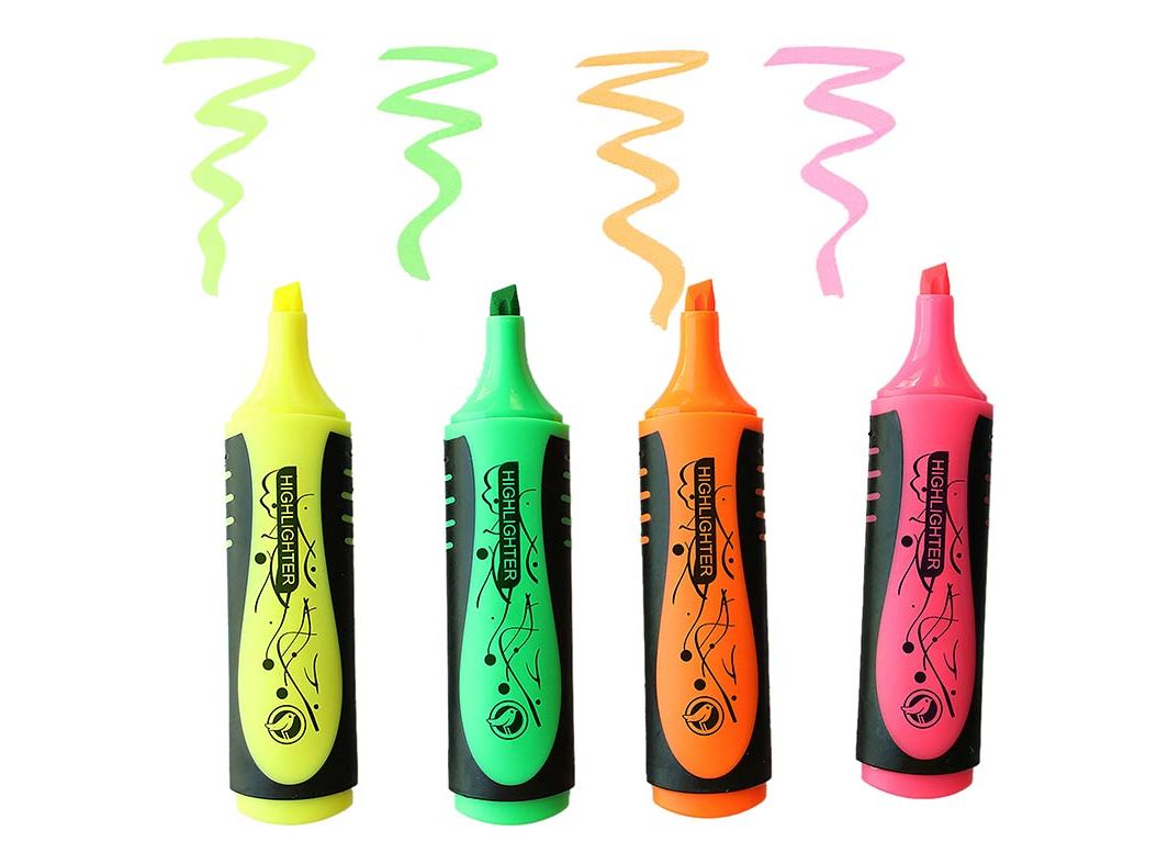 CONJUNTO DE 4 SUBLINHADORES AUCHAN FLUORESCENTE