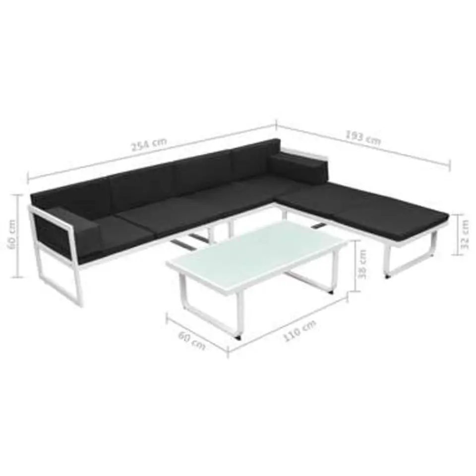 vidaXL - Loungeset - Zwart - Aluminium