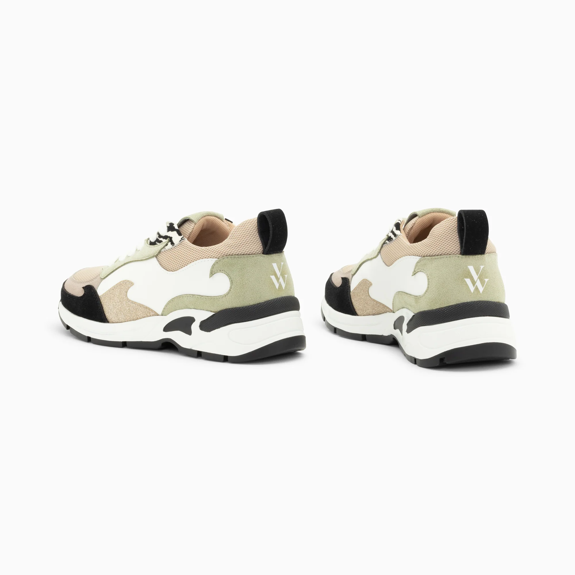 Sneakers-Baskets flamme Anita kaki et noir