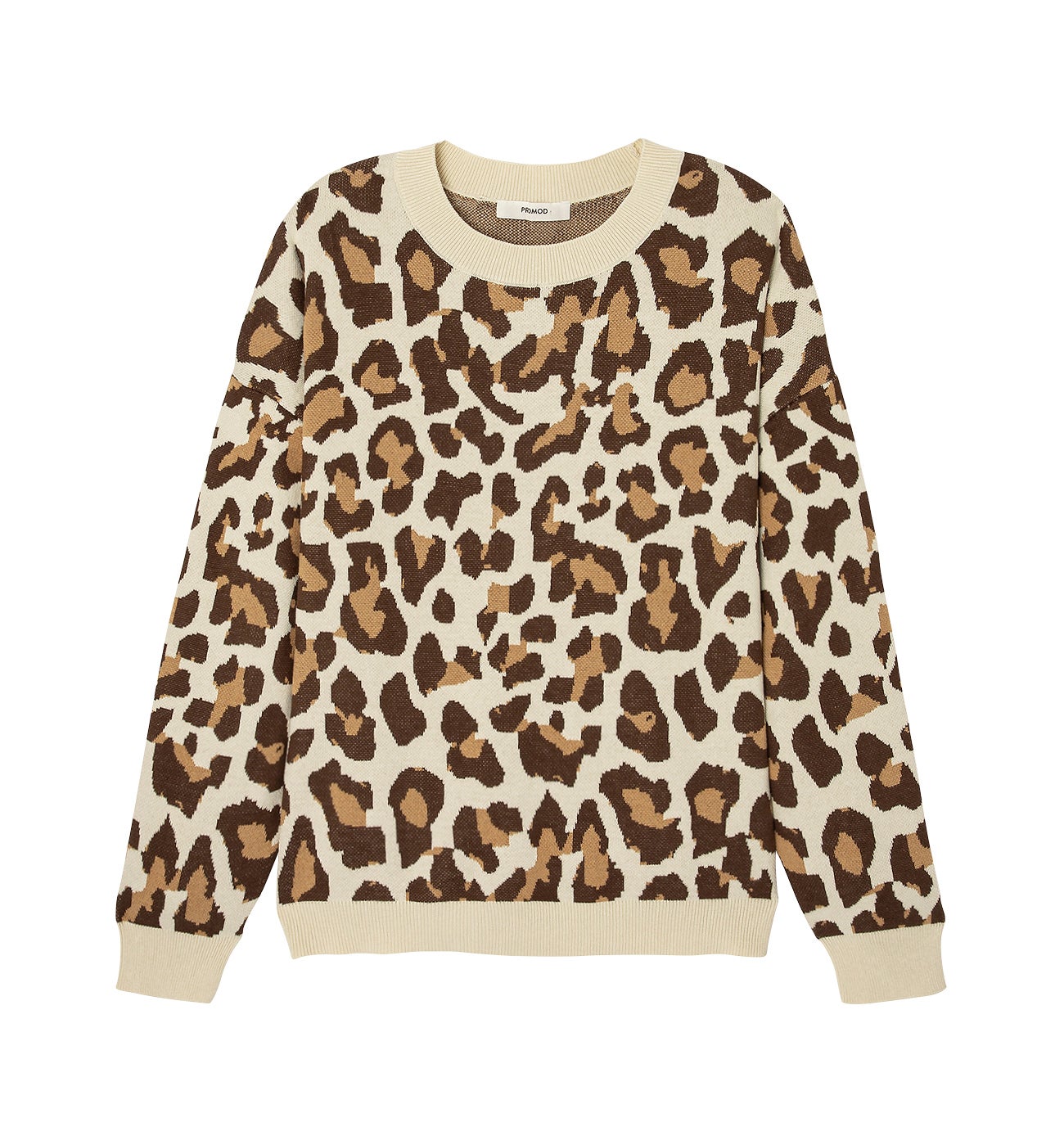 Pull motif léopard Femme - Imprimé écru