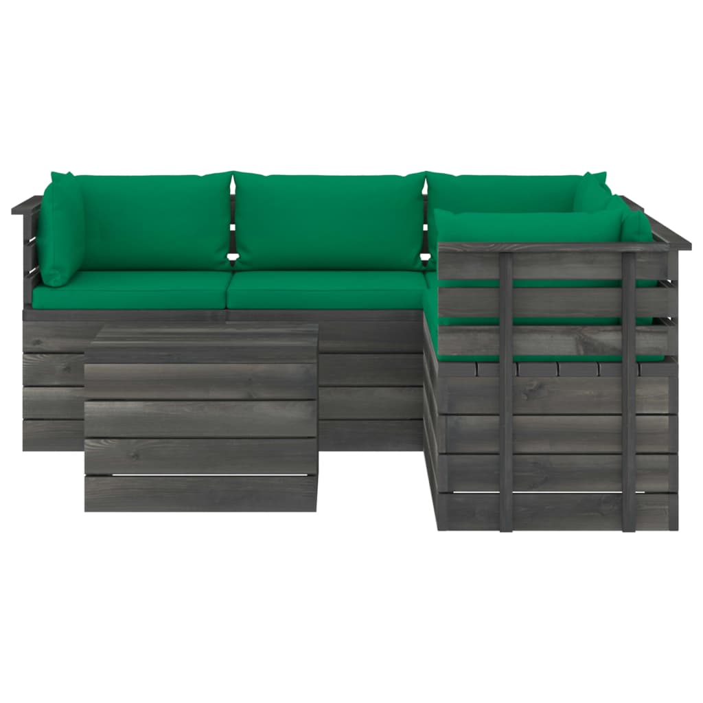Salon de jardin palette meuble d'extérieur ensemble de mobilier 6 pièces avec coussins bois de pin massif