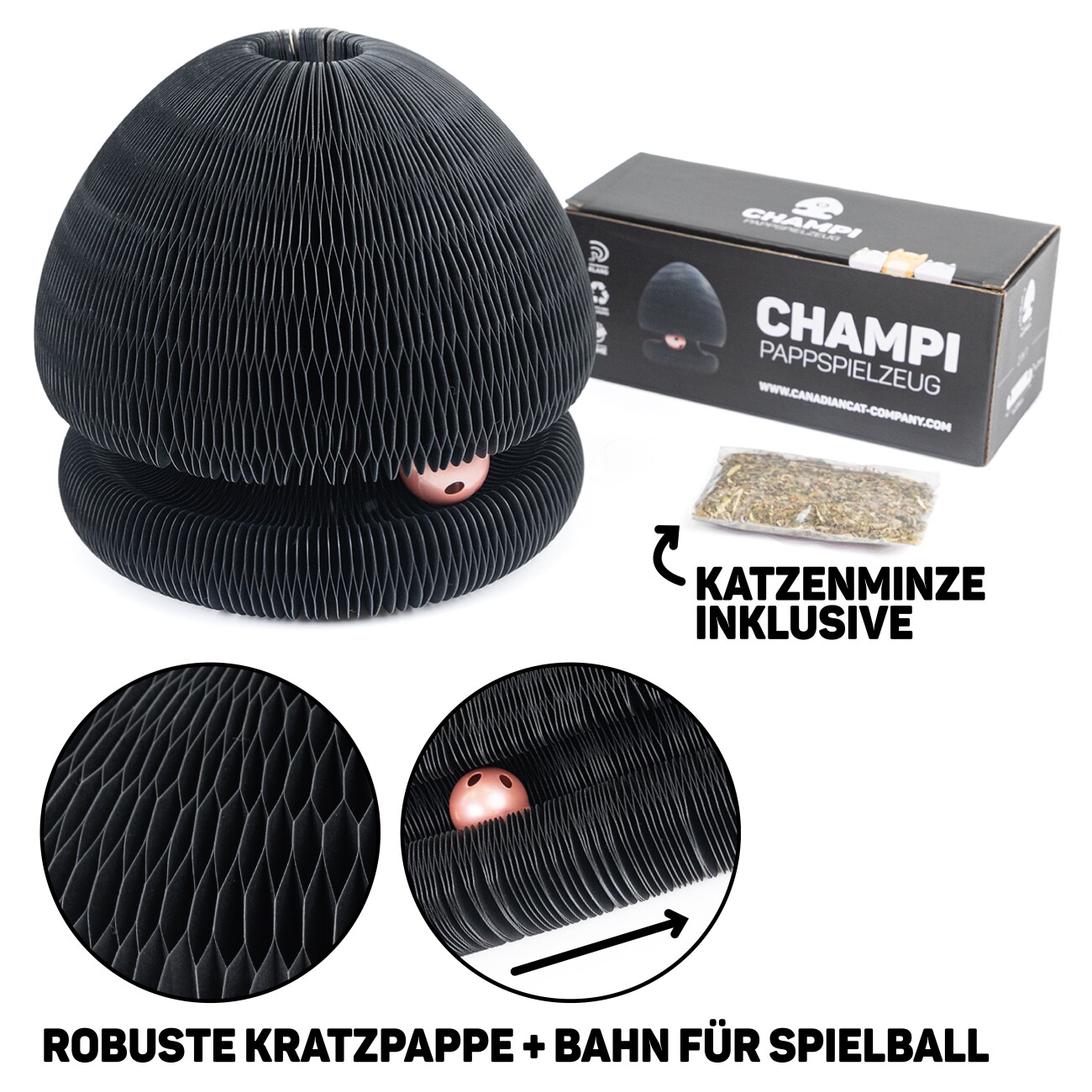 Canadian Cat Company Champi - Kratzpappe mit Spielbällen