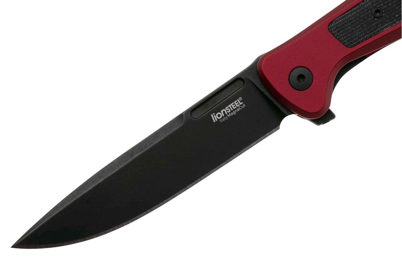 LionSteel Skinny Solid SK01A RB Red Aluminium Black Canvas Micarta inlay, Blackwashed zakmes, Molletta design
