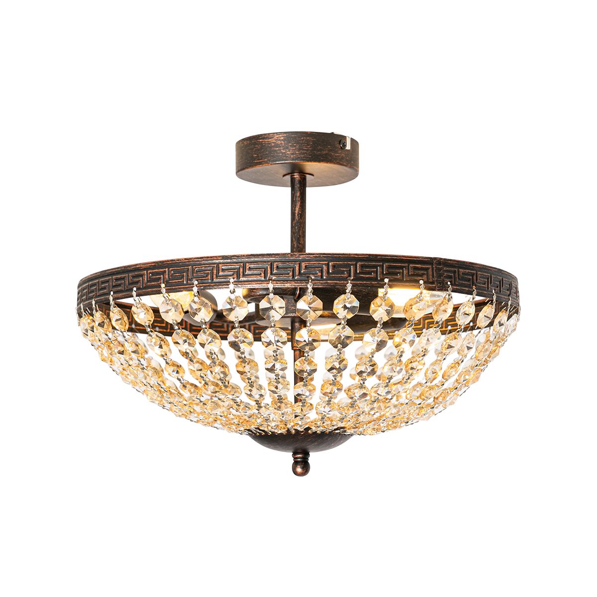 Klassieke plafondlamp brons en kristal 3-lichts - Mondrian