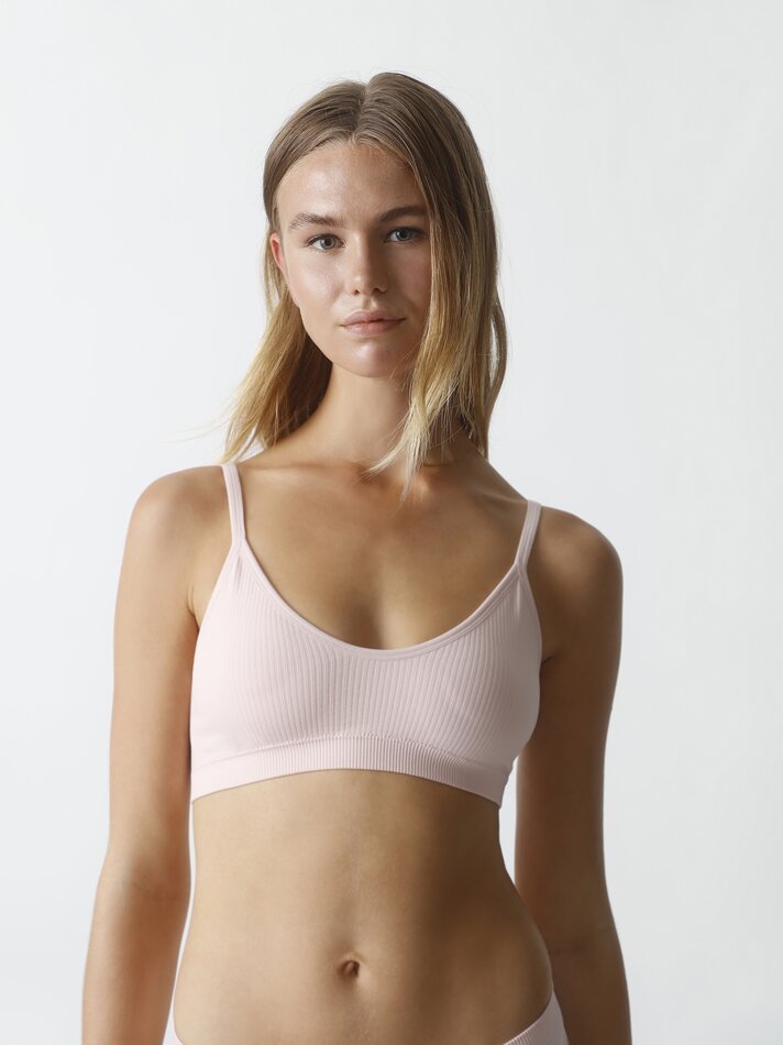 Conjunto com 2 sutiãs canelados sem costura - Rosa Claro