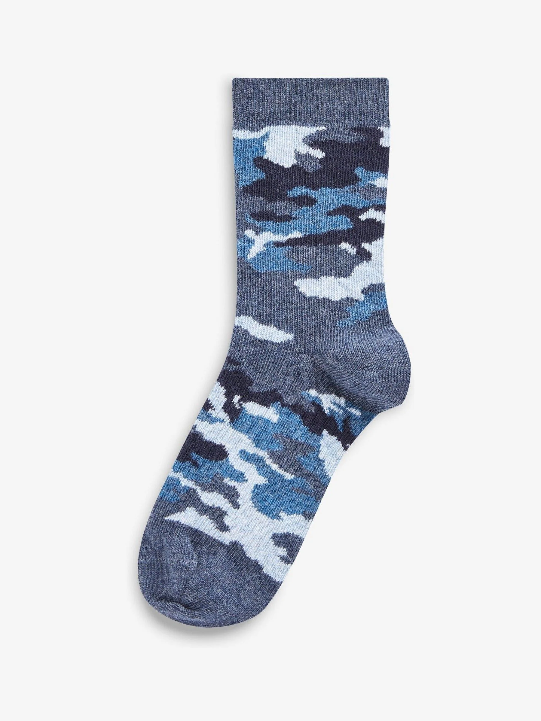 Blauw camouflage/strepen - Set van 7 paar rijke sokken