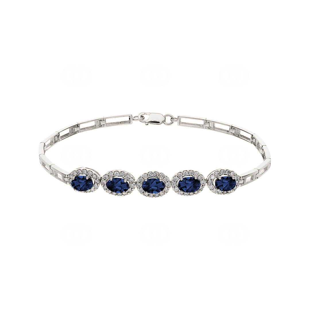 Saphir Armband 750/18 K Weissgold mit Diamanten 0.67 ct H/si