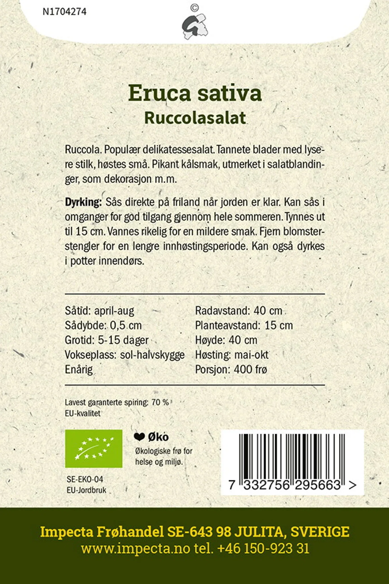 Eruca sativa Ruccolasalat