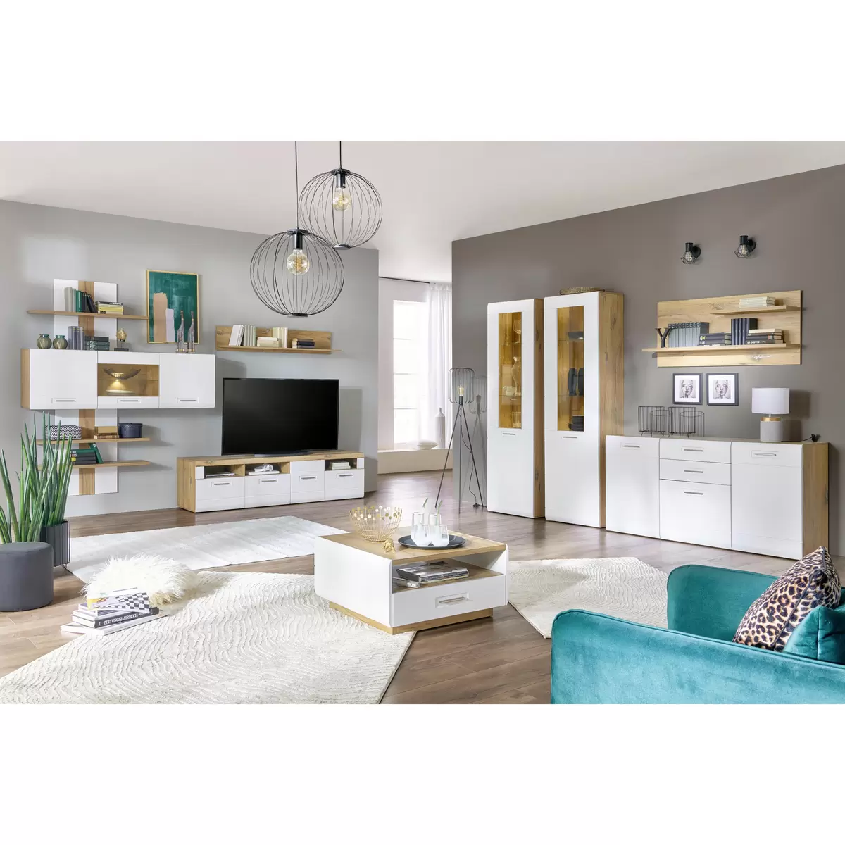 Vitrine Auris Eiche,weiss