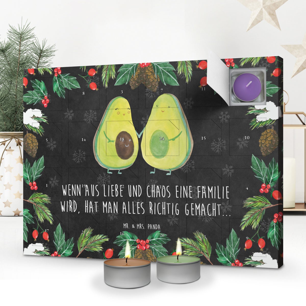 Mr. & Mrs. Panda Geurkaars Adventskalender Avocadopaar - Zwart