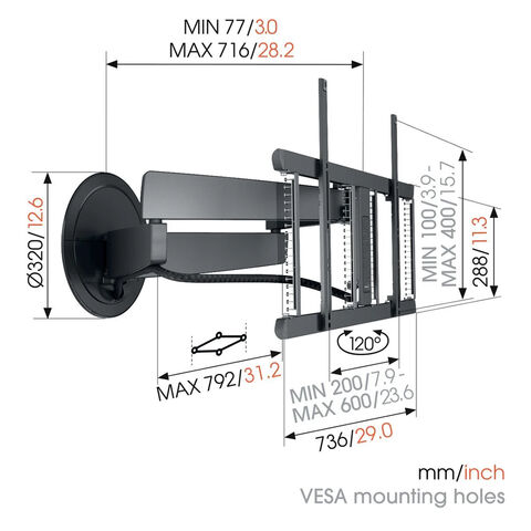 Vogel’s TVM 7675 – gemotoriseerde muurbeugel voor TV’s van 40-77” Zwart