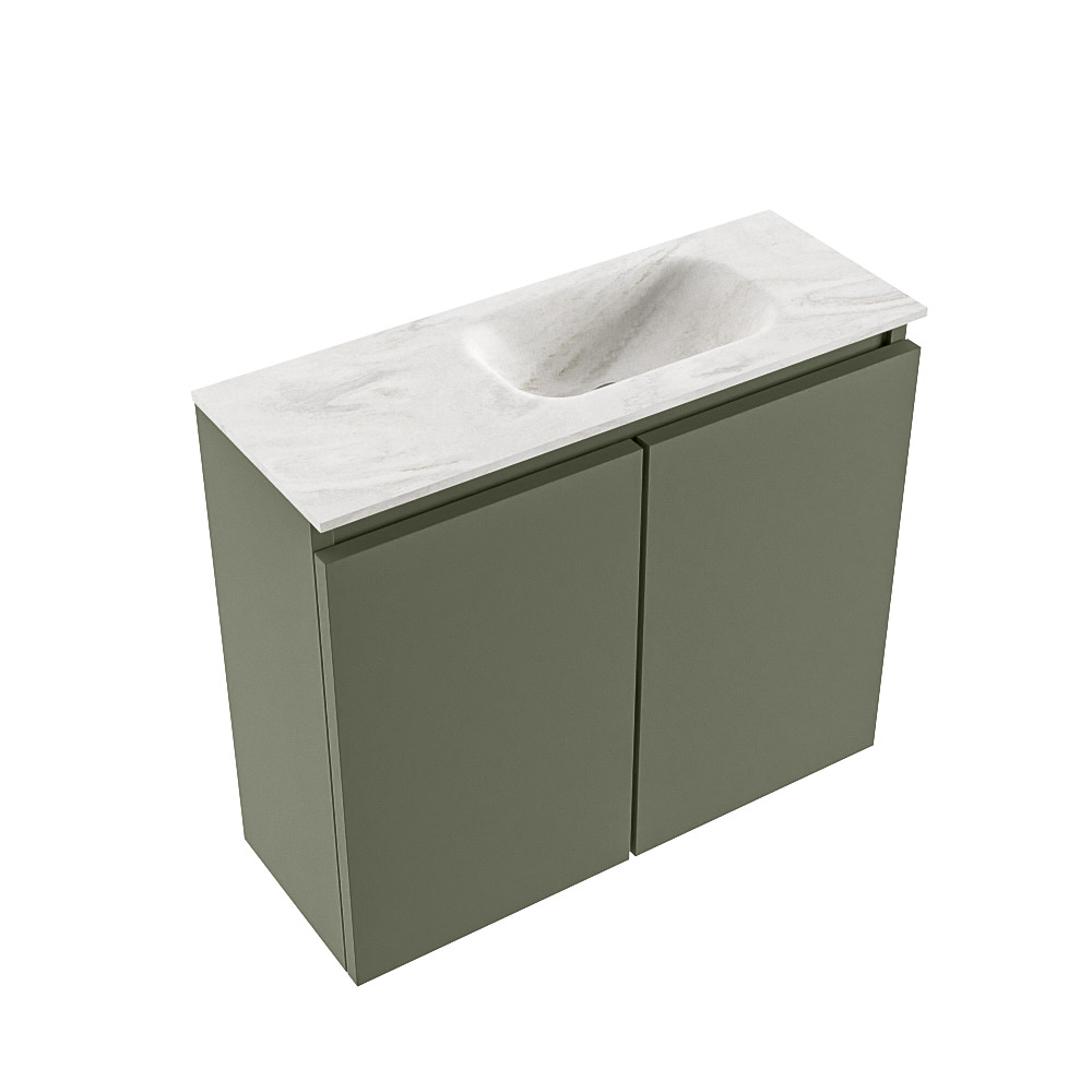 Mondiaz Ture DLux toiletmeubel 60cm army met wastafel ostra rechts met kraangat