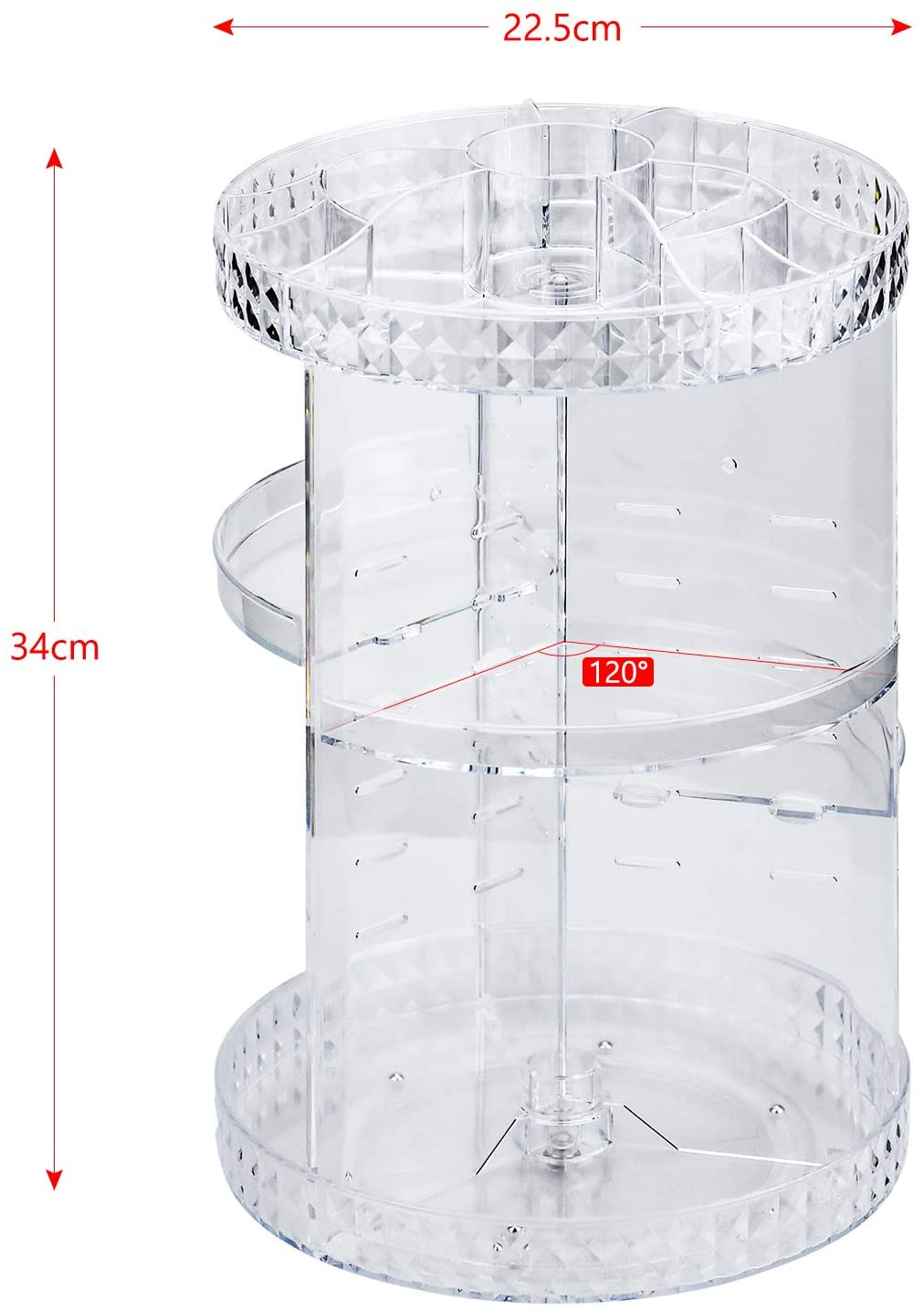 360° Rotierender Acryl Beauty Make Up Organizer Aufbewahrungsbox - Transparent