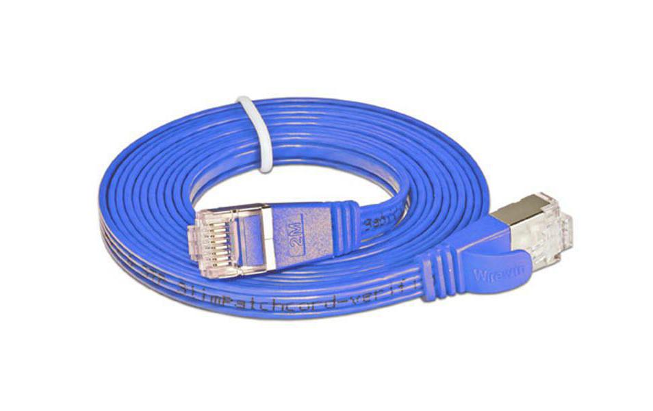 Slimpatchkabel RJ-45 - RJ-45, Cat 6, STP, 7.5 m, BlauGeschirmtes Twisted-Pair-Kabel (STP) mit Klinkenschutz