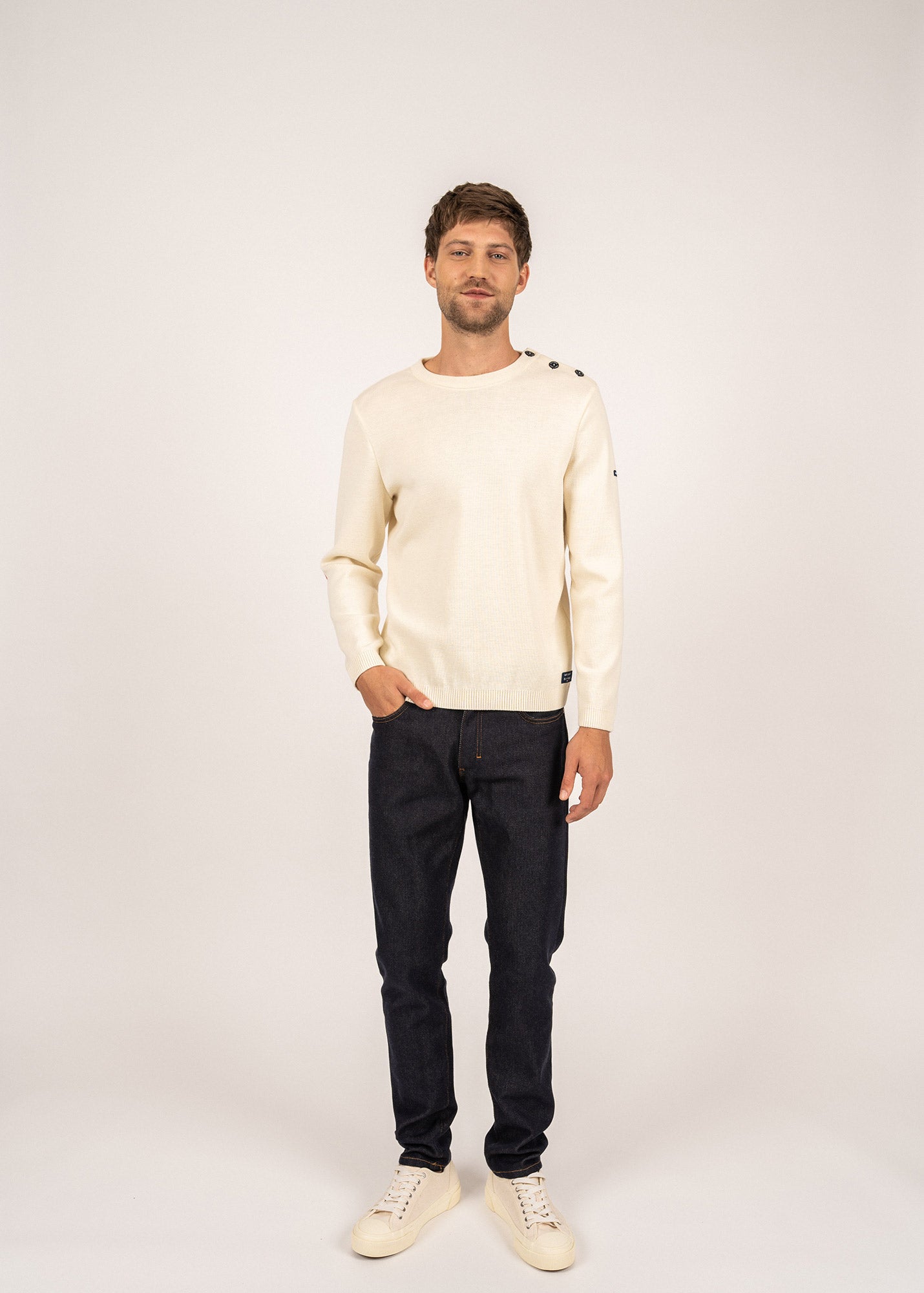 Pull Brégançon Elysée à coudières contrastées