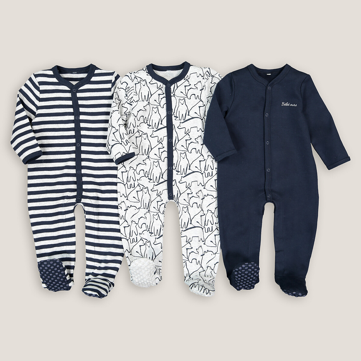 COLEÇÃO LA REDOUTE<br>Conjunto de 3 pijamas de algodão