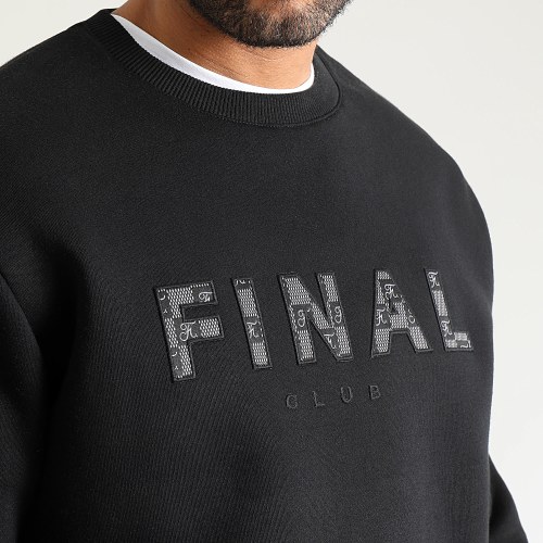 Sweat Crewneck Broderie Damier 1124 Noir