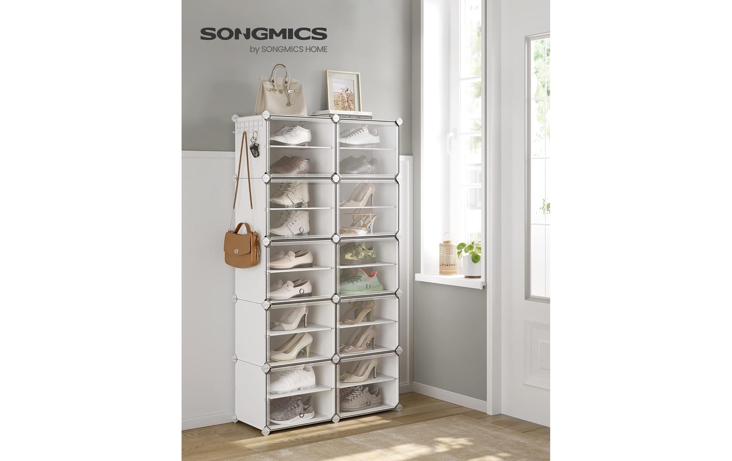 Schuhregal 82 x 152 cm, Weiss, 10er SetSchuhorganizer mit 10 Fächern